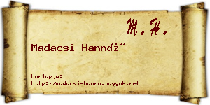 Madacsi Hannó névjegykártya